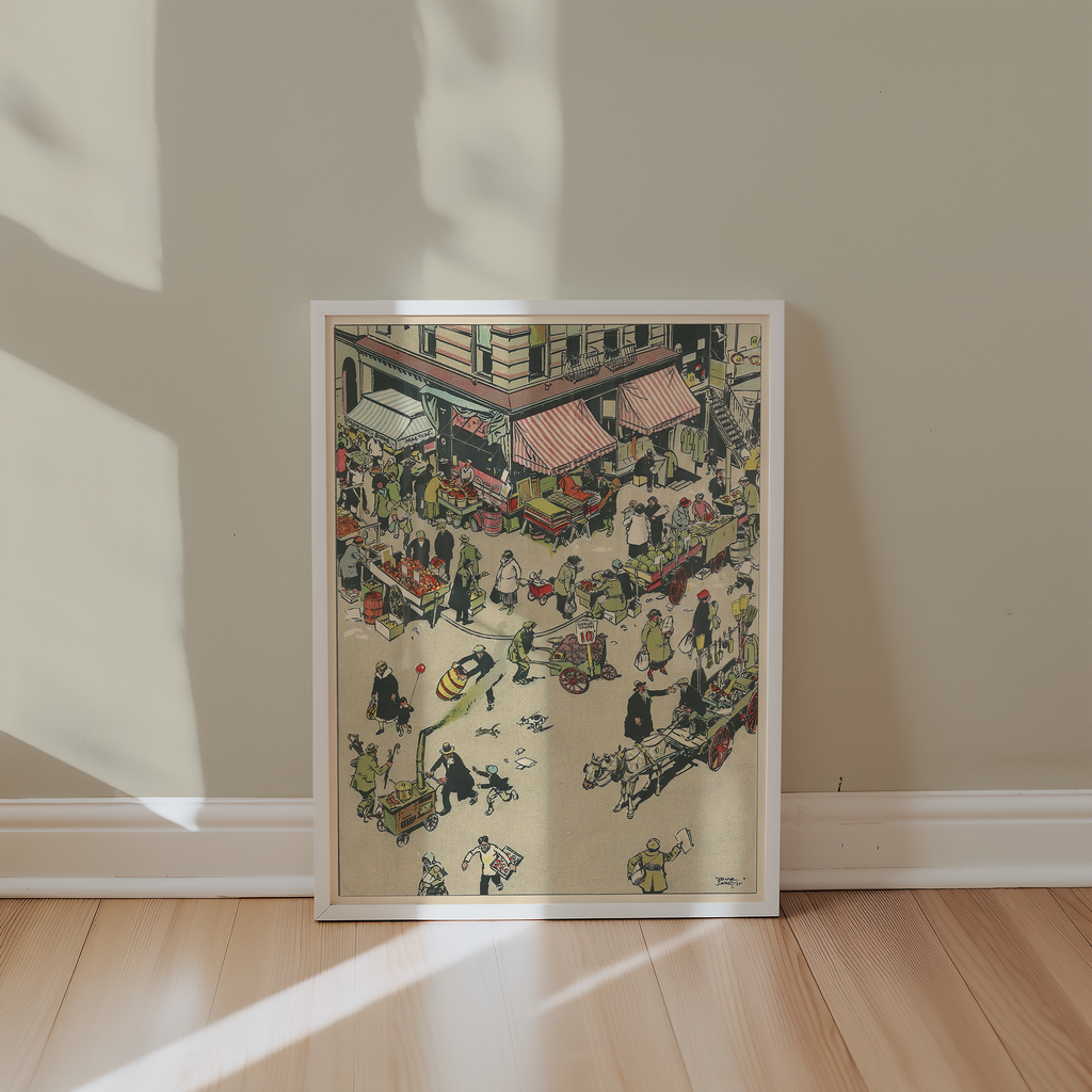 Vintage NYC Art Print — 1920s Lower East Side Market — New York Wall Decor