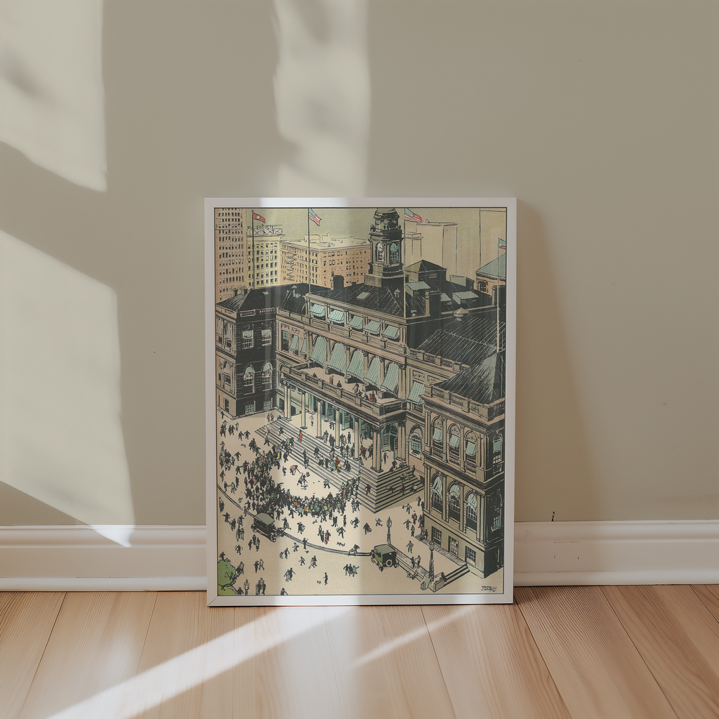Vintage NYC Art Print — 1920s New York City Hall — New York Wall Decor