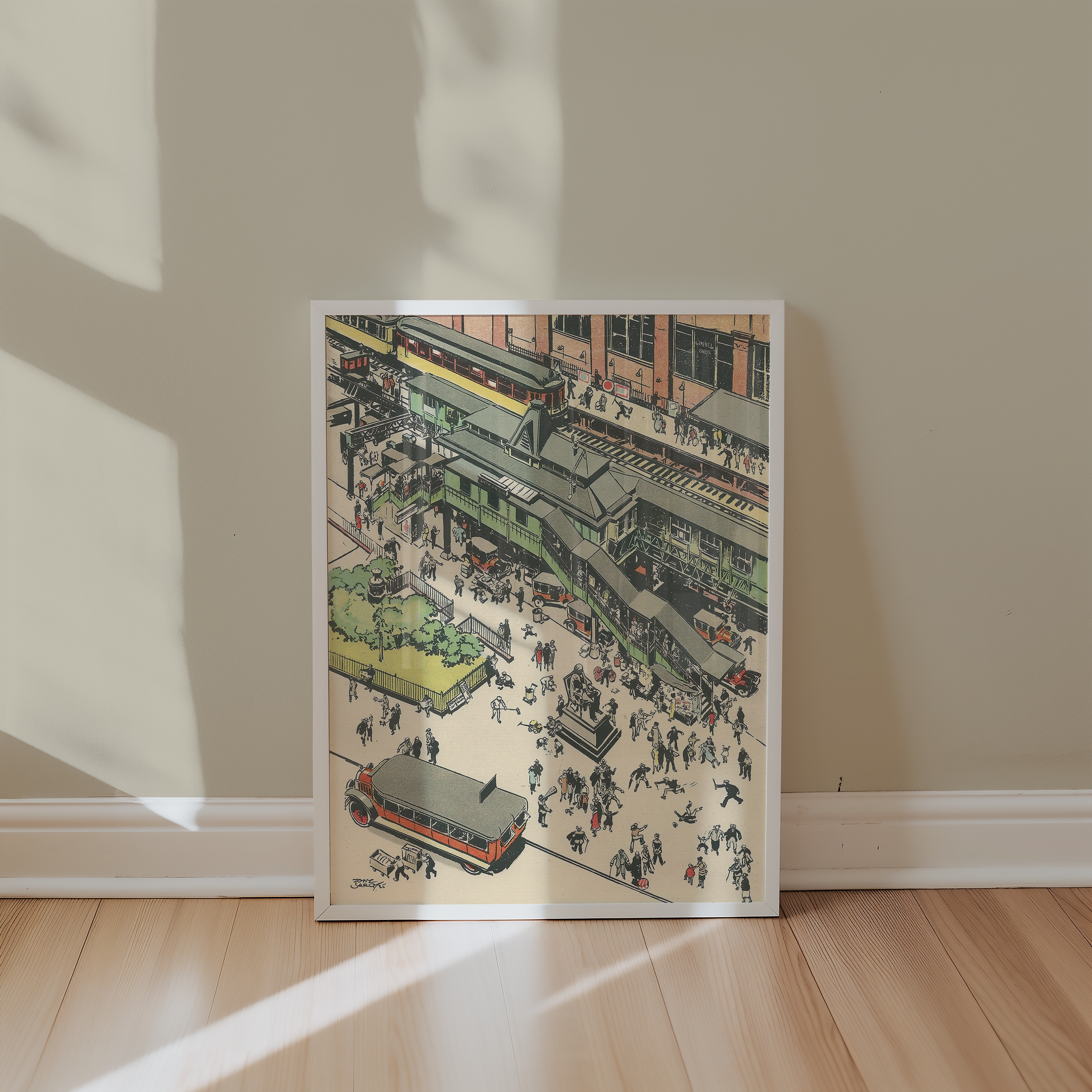 Vintage NYC Art Print — 1920s Greeley Square El Train — New York Wall Decor