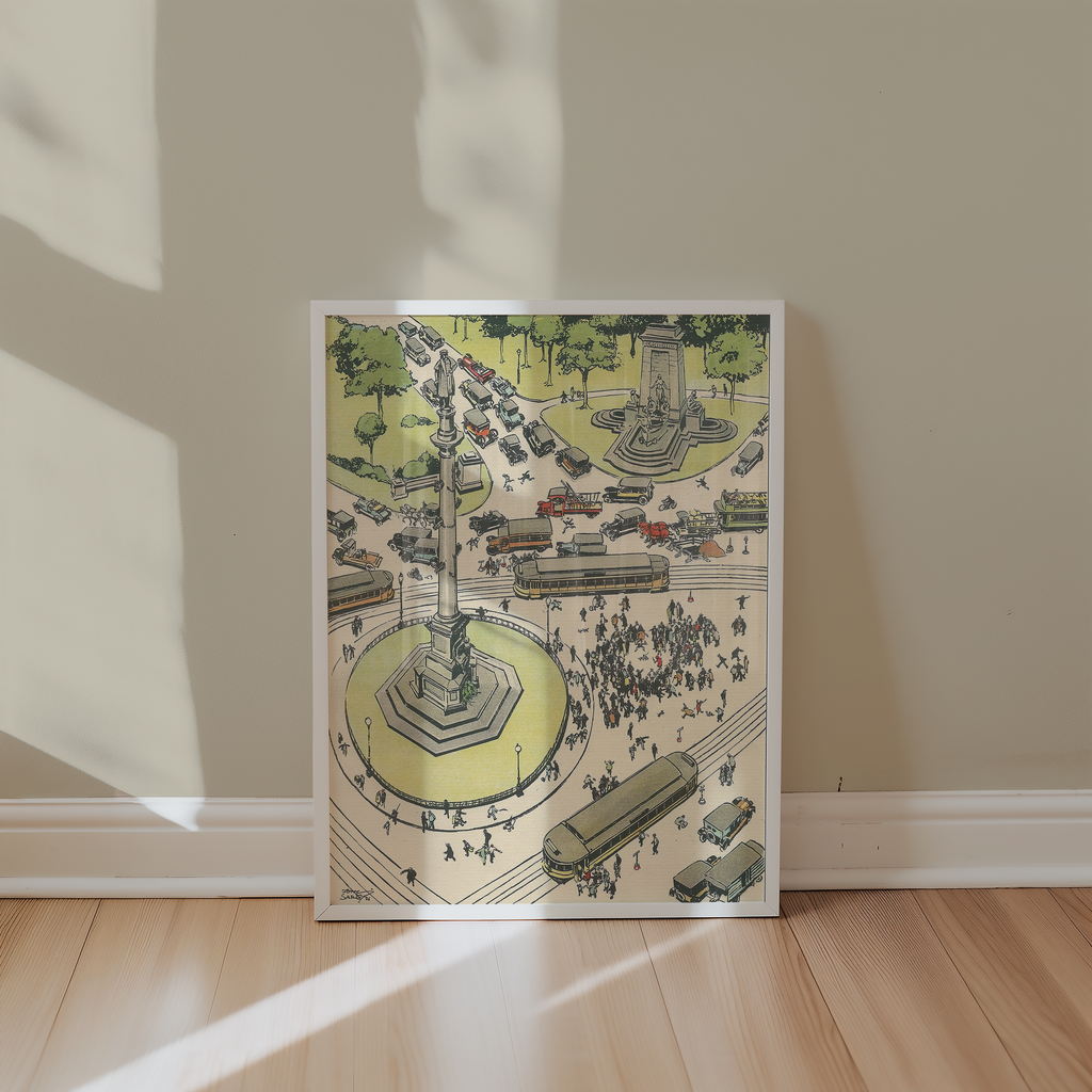 Vintage NYC Art Print — 1920s Columbus Circle — New York Wall Decor