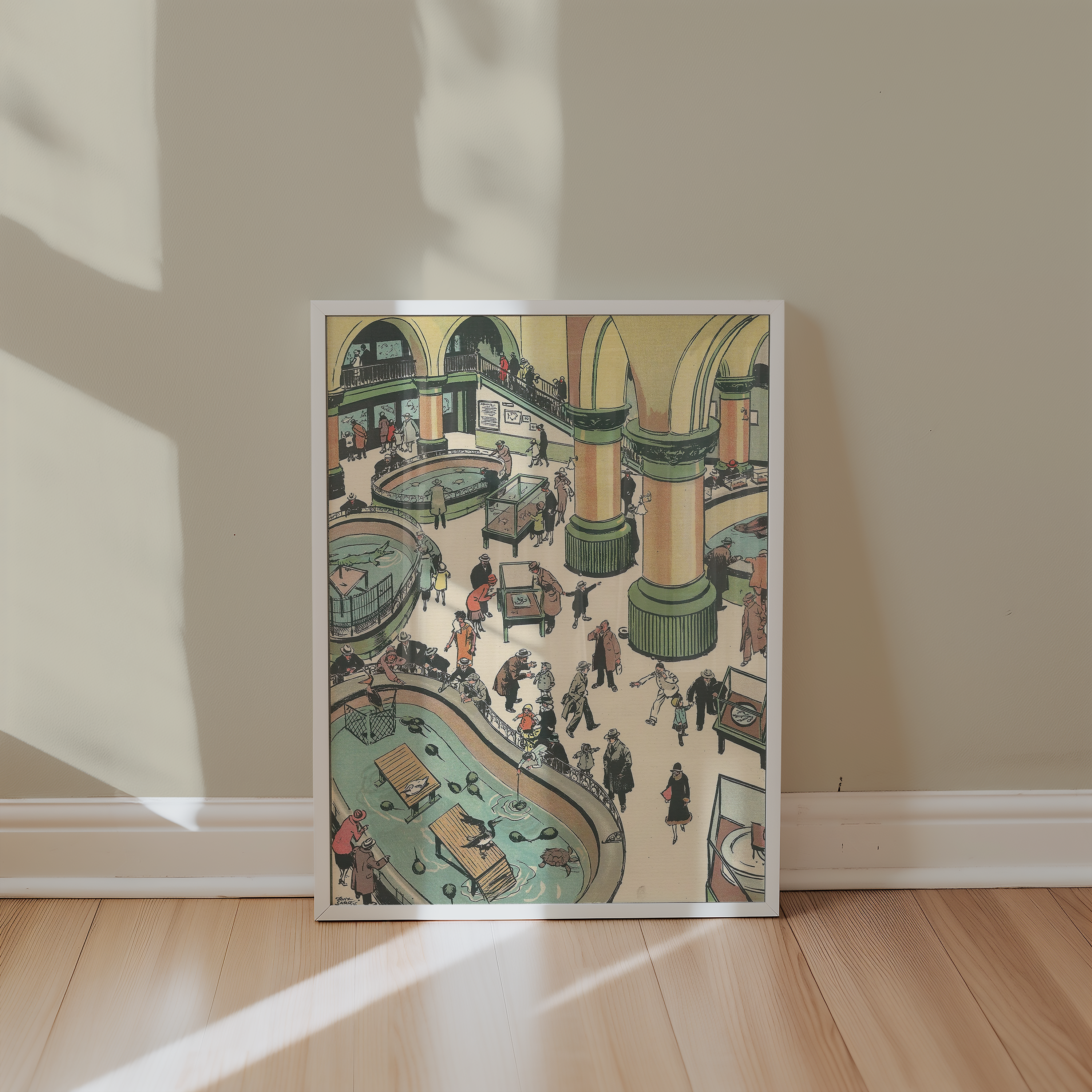 Vintage New York Aquarium Print – 1927 Battery Park NYC Illustration – Historic Wall Art Poster