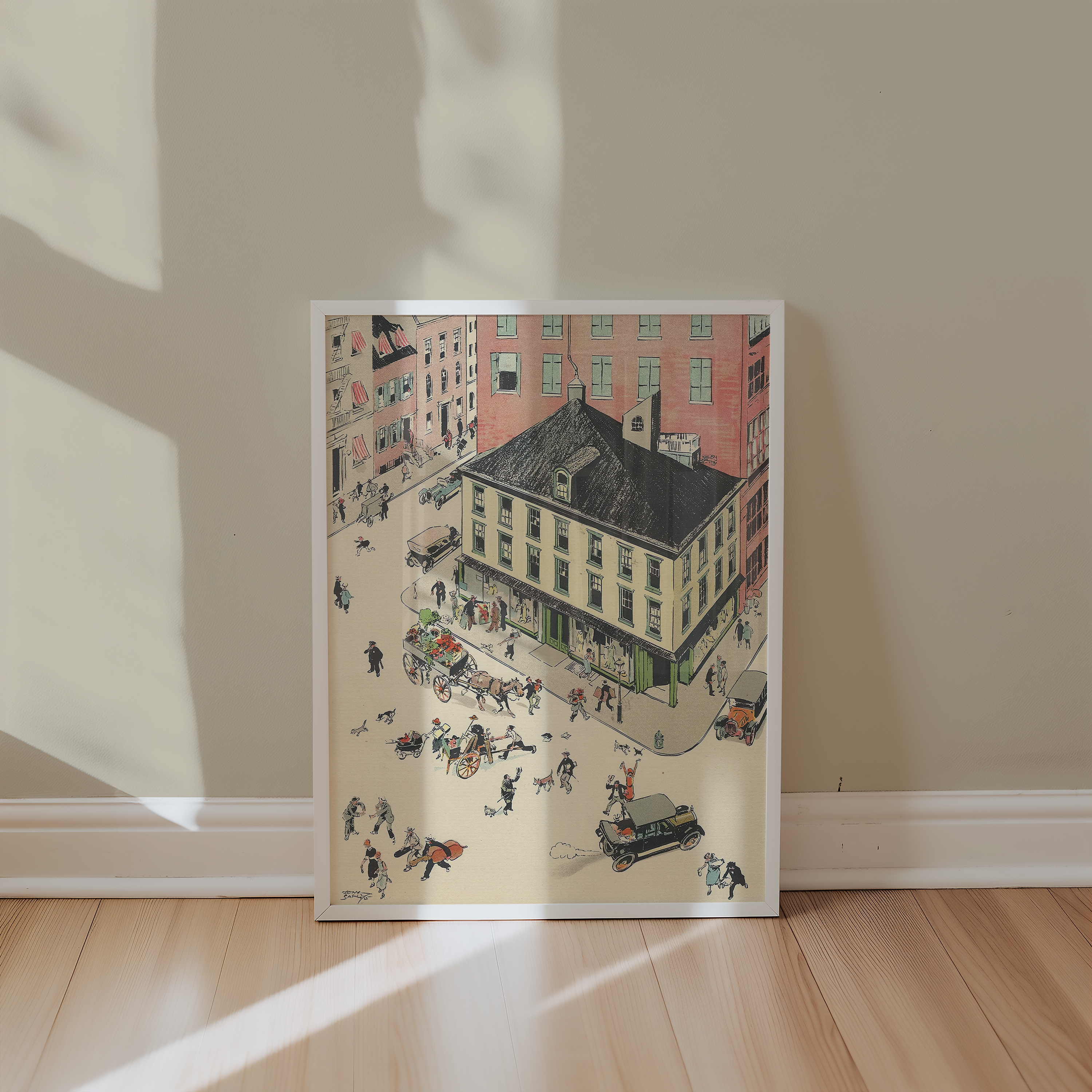 Vintage NYC Art Print — 1920s Sheridan Square Village — New York Wall Decor