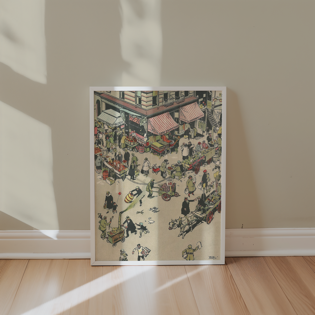 Vintage NYC Art Print — 1920s Lower East Side Market — New York Wall Decor