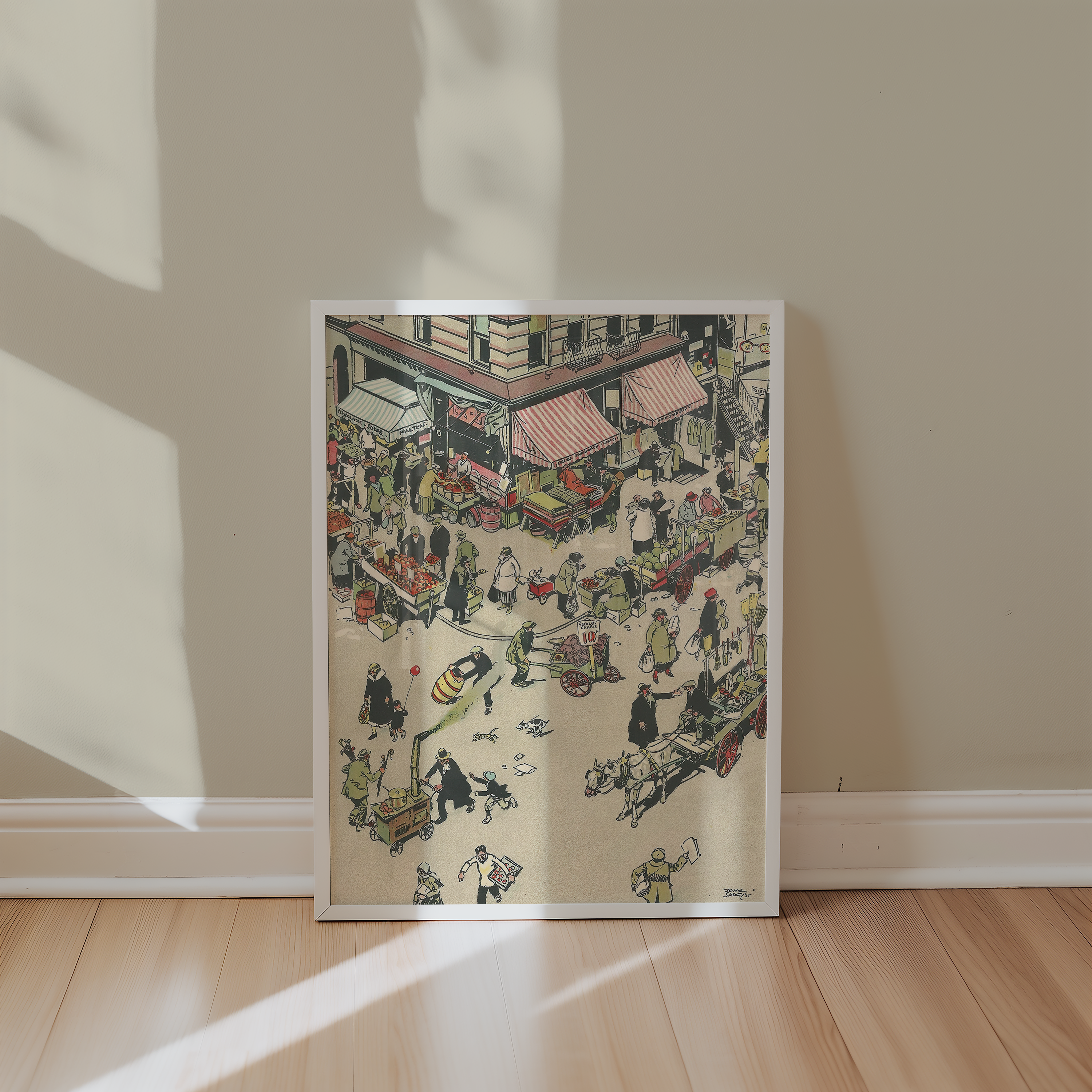 Vintage NYC Art Print — 1920s Lower East Side Market — New York Wall Decor