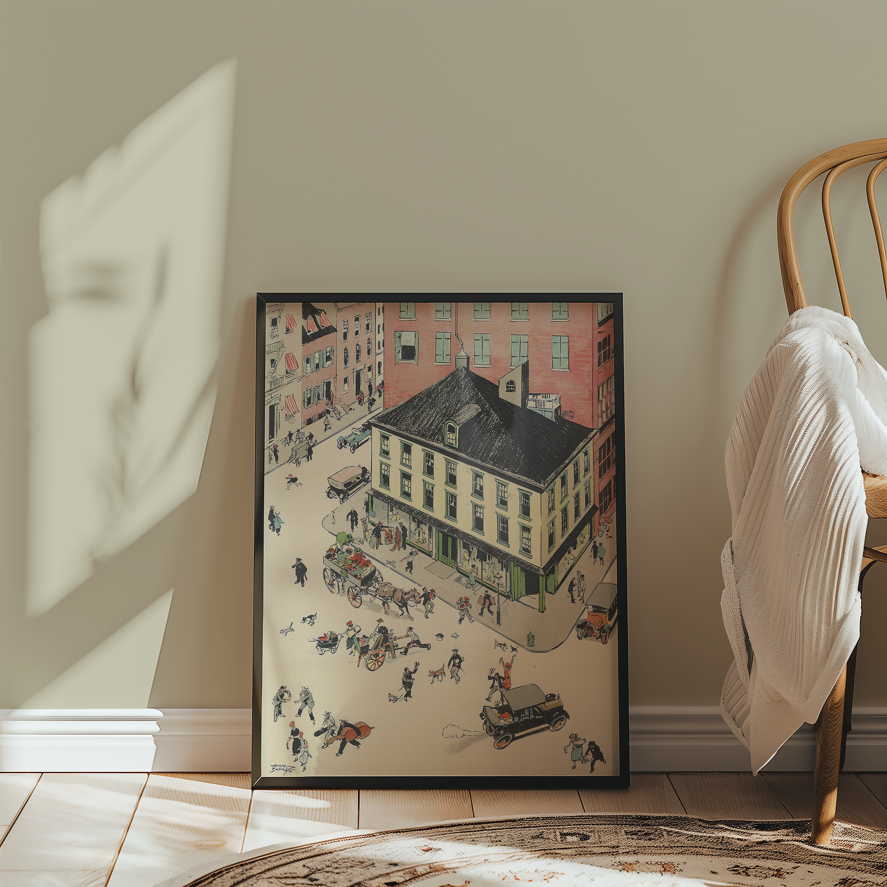 Vintage NYC Art Print — 1920s Sheridan Square Village — New York Wall Decor