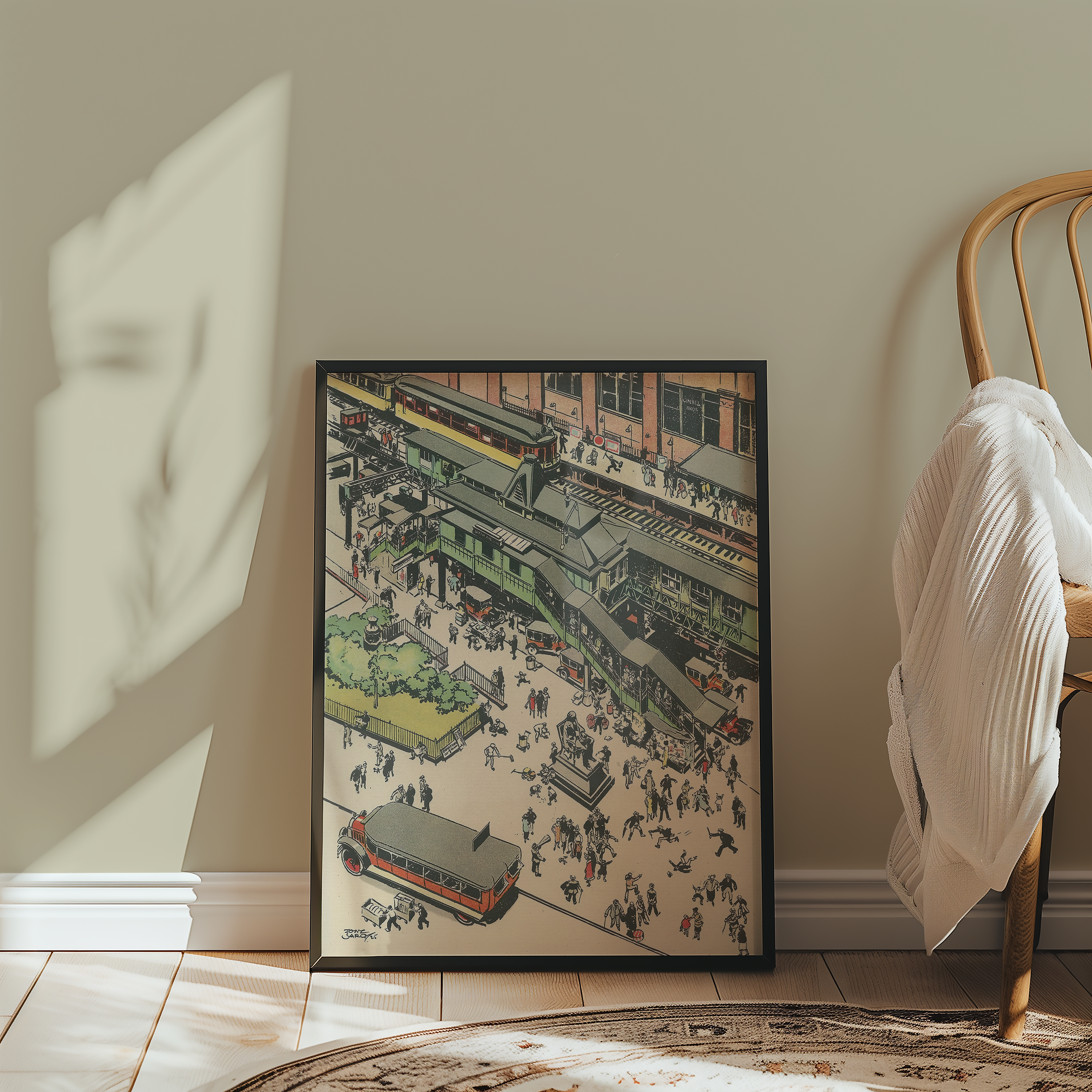 Vintage NYC Art Print — 1920s Greeley Square El Train — New York Wall Decor