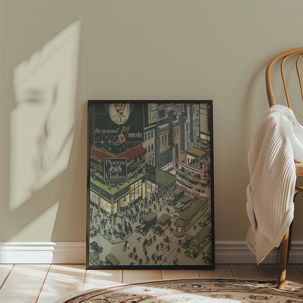 Vintage NYC Art Print — 1920s Great White Way Broadway Night — New York Wall Decor