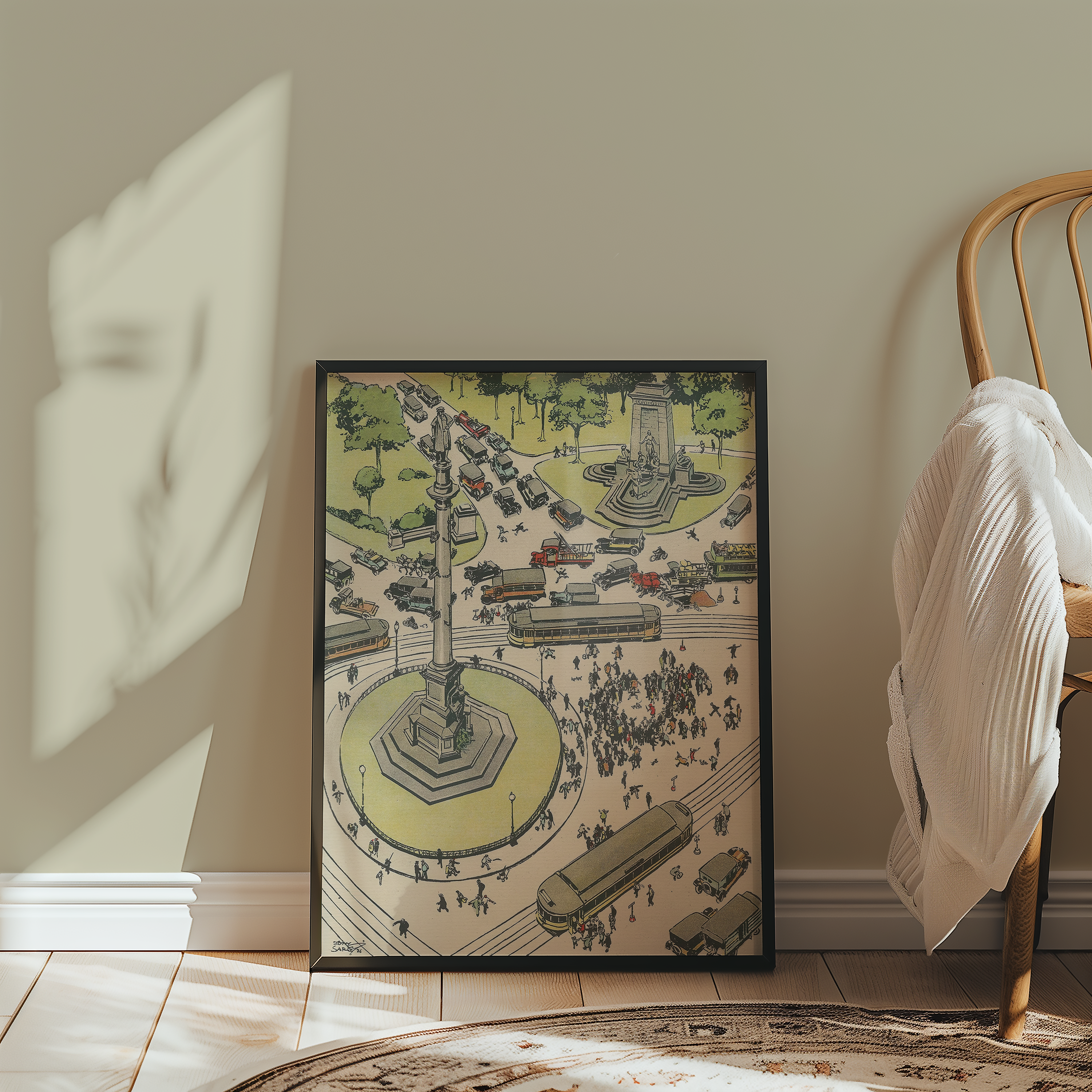 Vintage NYC Art Print — 1920s Columbus Circle — New York Wall Decor