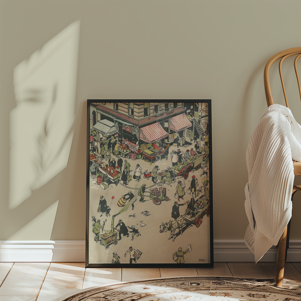 Vintage NYC Art Print — 1920s Lower East Side Market — New York Wall Decor