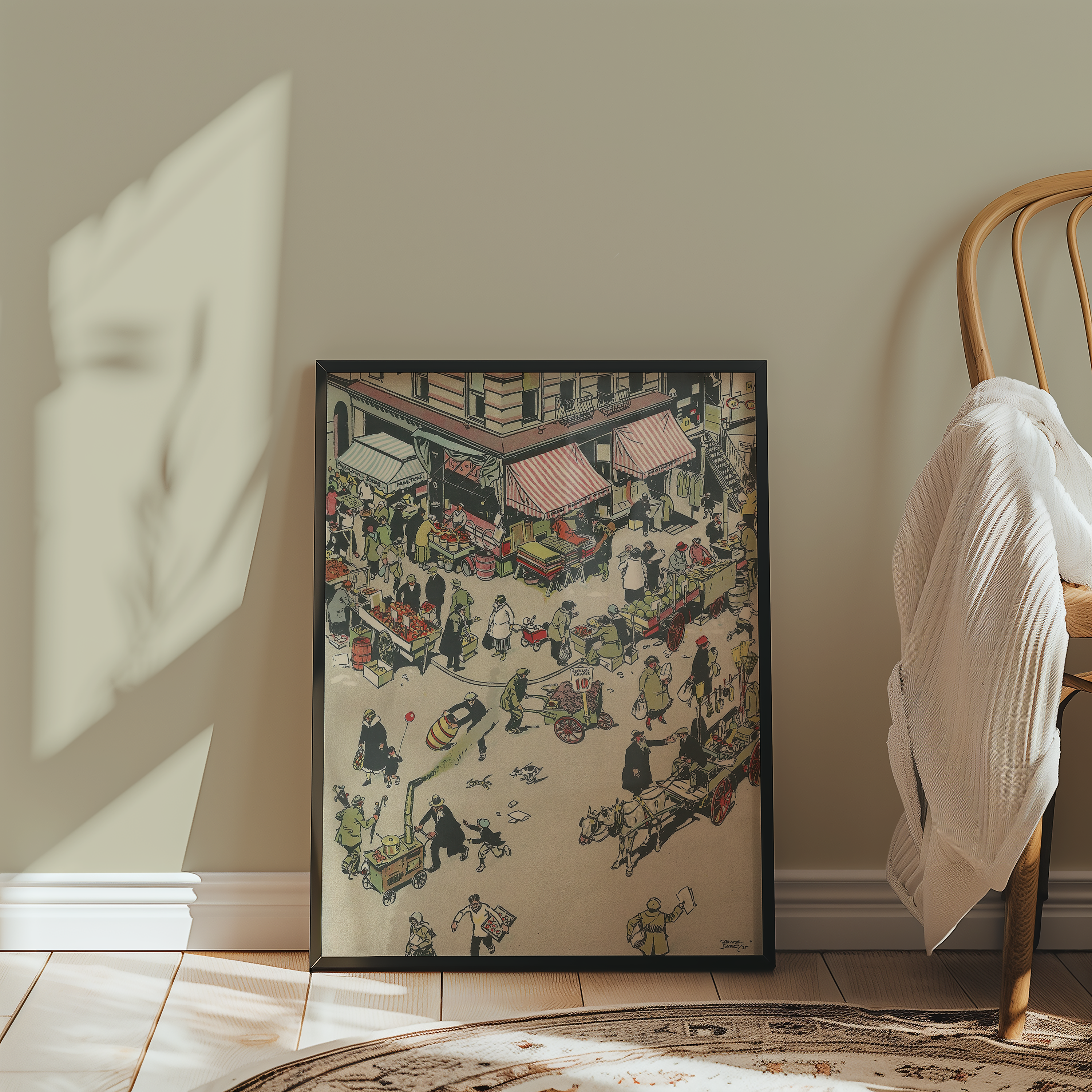 Vintage NYC Art Print — 1920s Lower East Side Market — New York Wall Decor