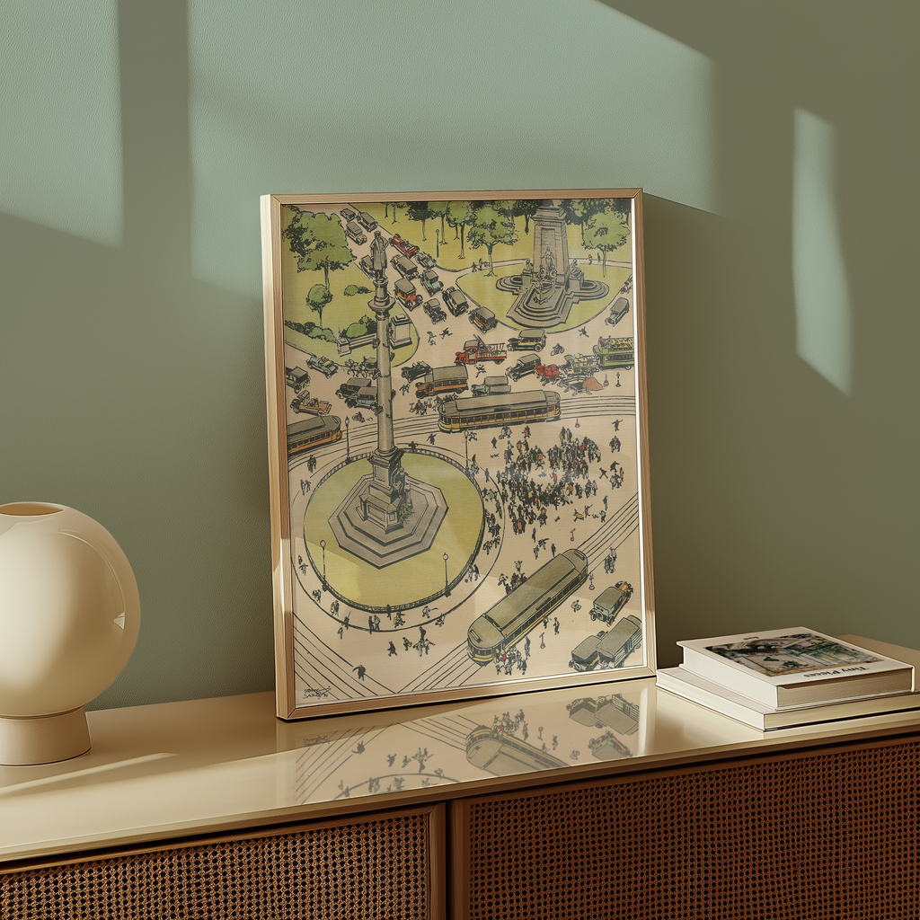 Vintage NYC Art Print — 1920s Columbus Circle — New York Wall Decor