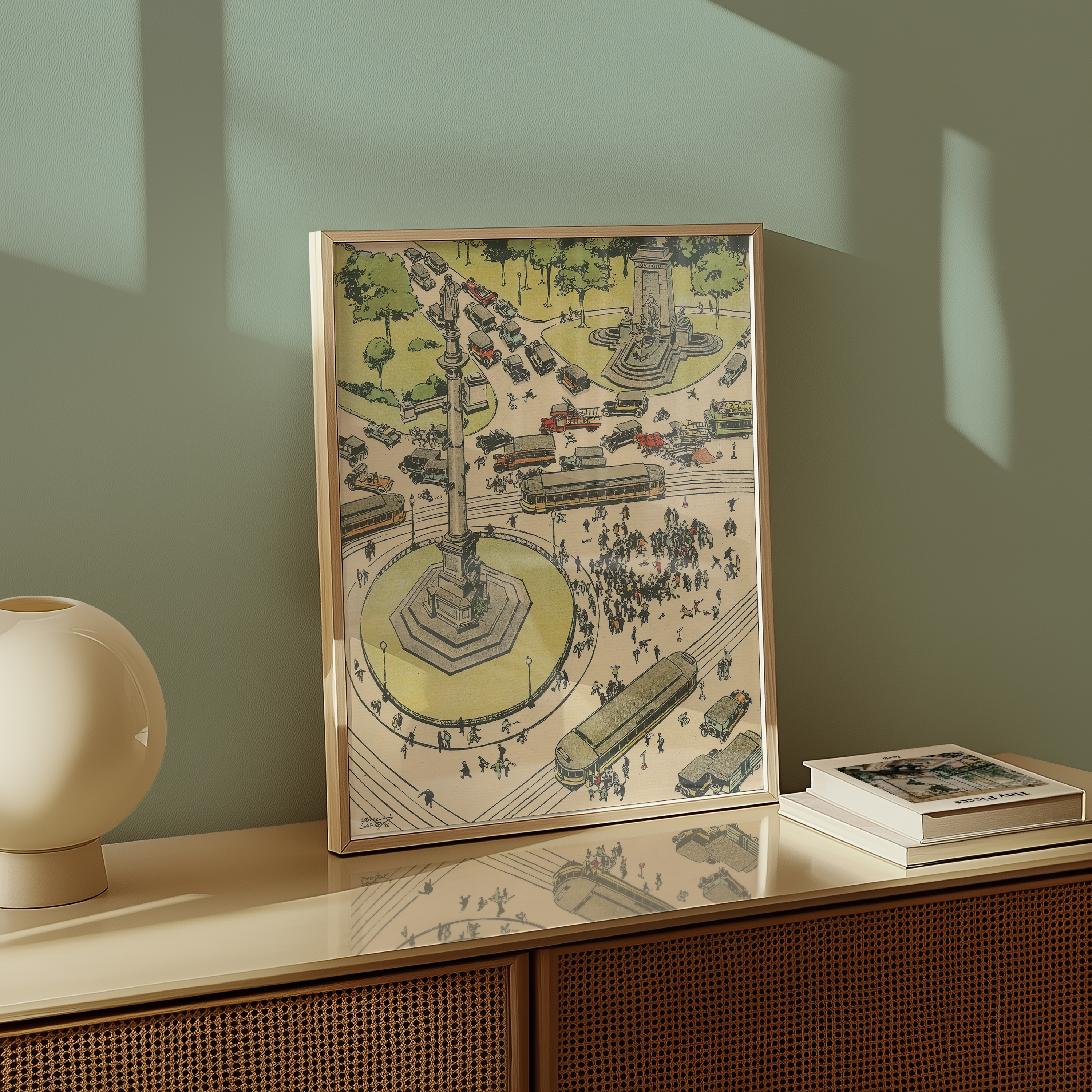 Vintage NYC Art Print — 1920s Columbus Circle — New York Wall Decor
