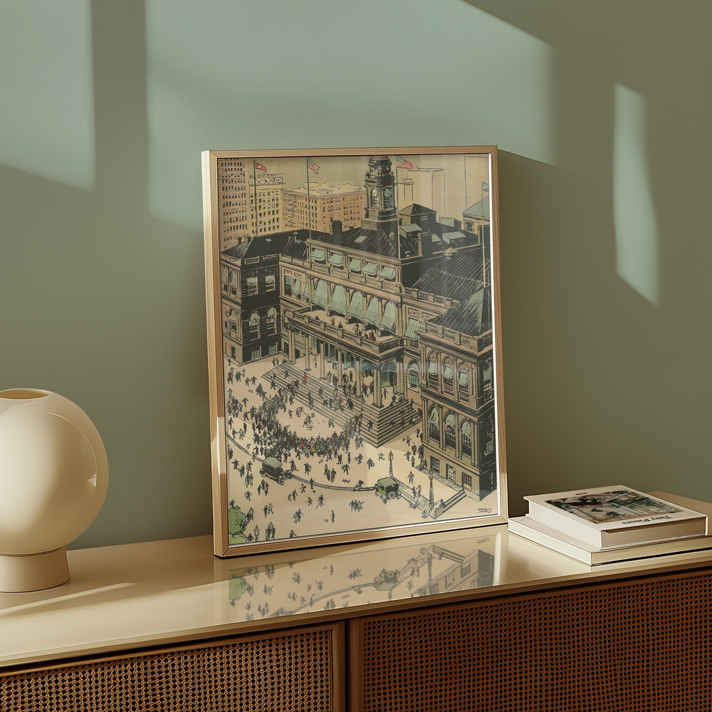 Vintage NYC Art Print — 1920s New York City Hall — New York Wall Decor