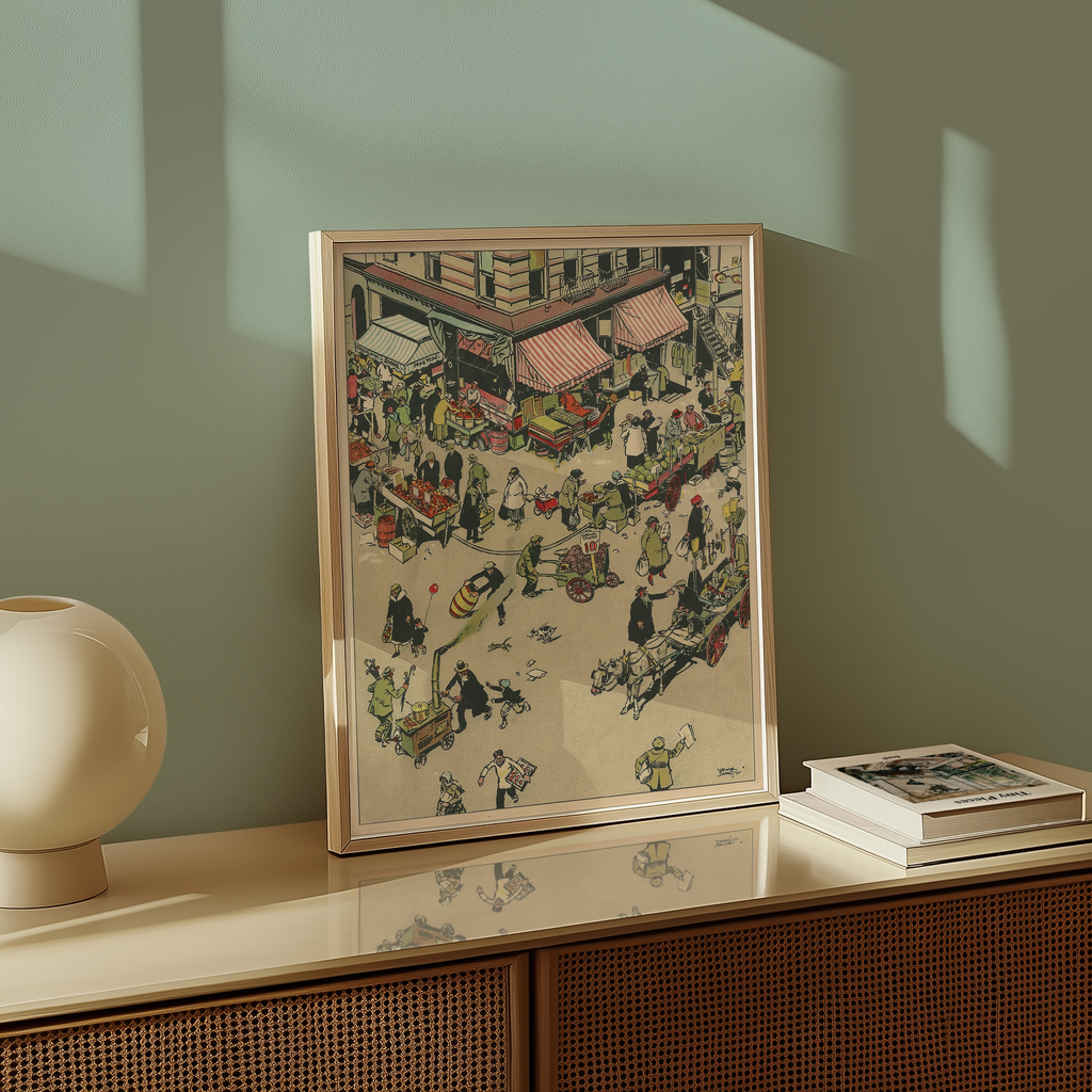 Vintage NYC Art Print — 1920s Lower East Side Market — New York Wall Decor