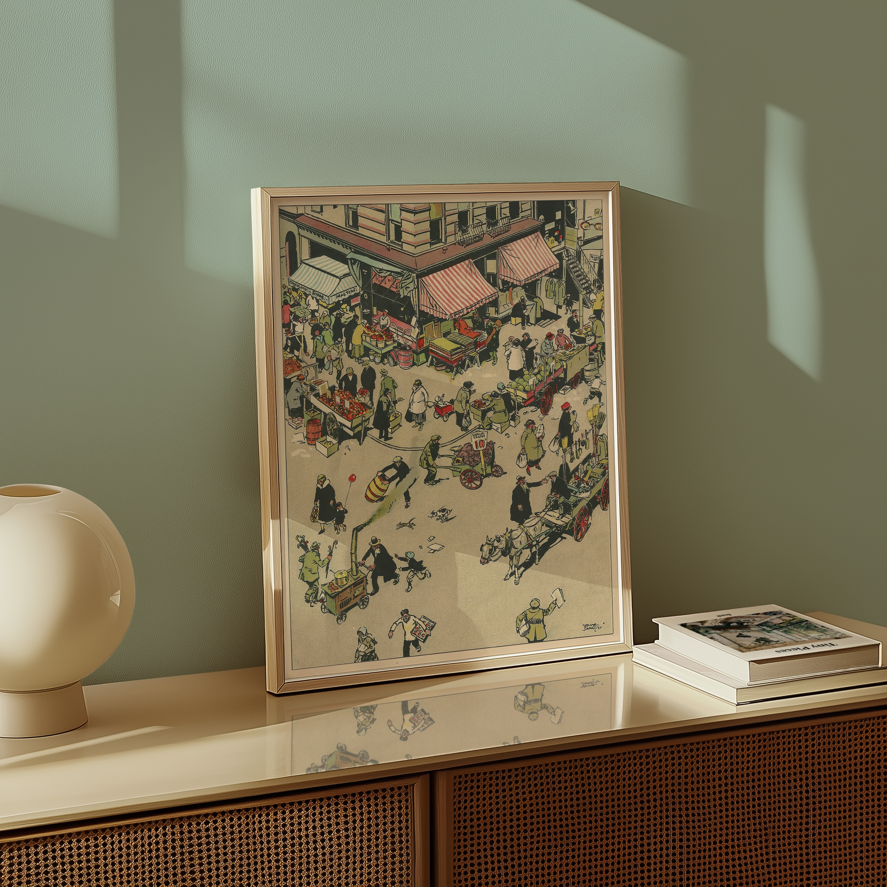 Vintage NYC Art Print — 1920s Lower East Side Market — New York Wall Decor
