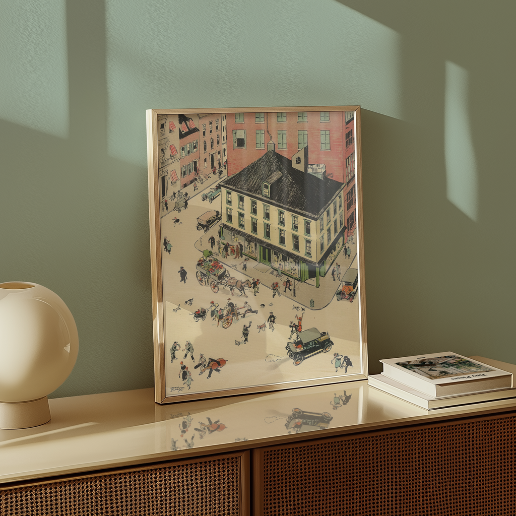 Vintage NYC Art Print — 1920s Sheridan Square Village — New York Wall Decor