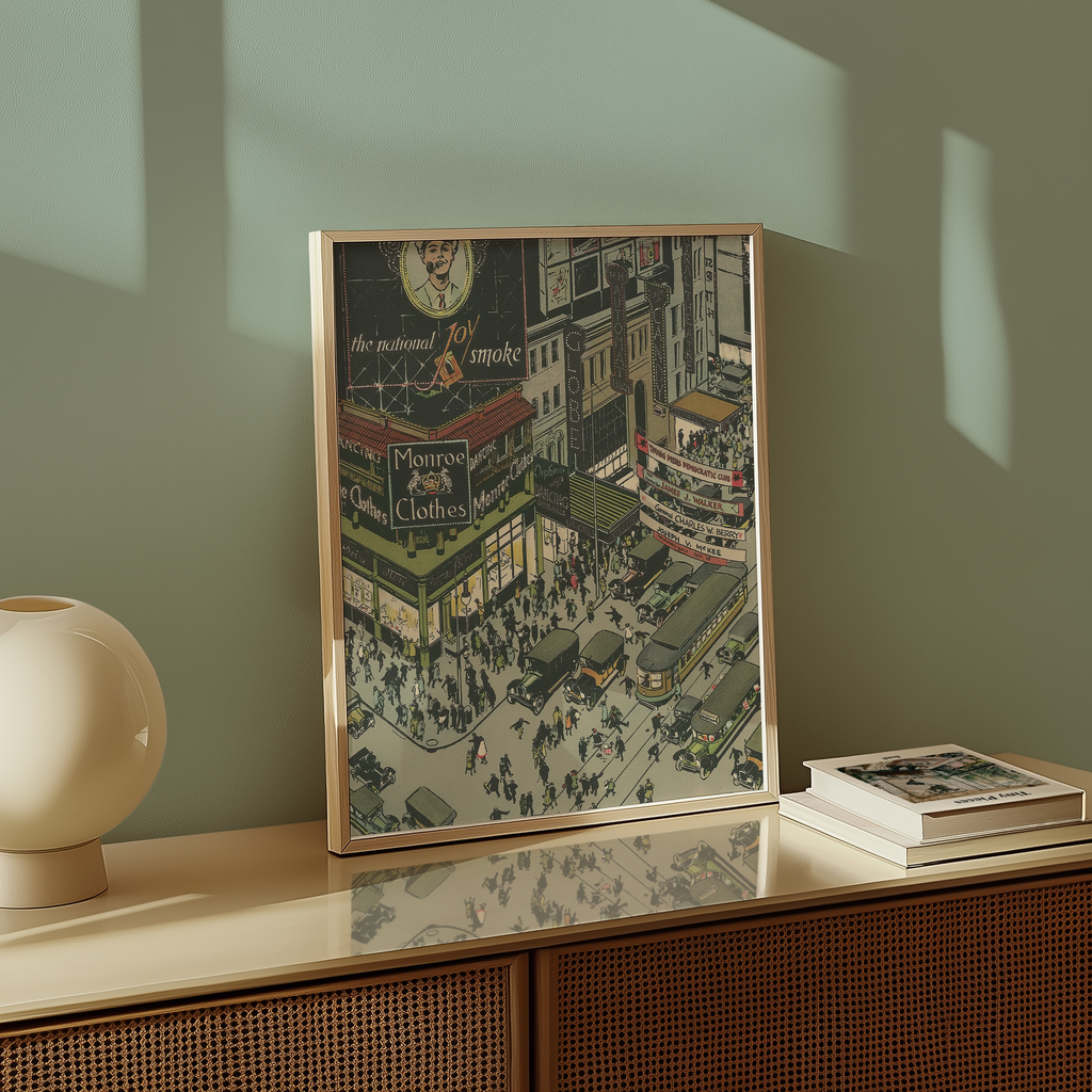 Vintage NYC Art Print — 1920s Great White Way Broadway Night — New York Wall Decor