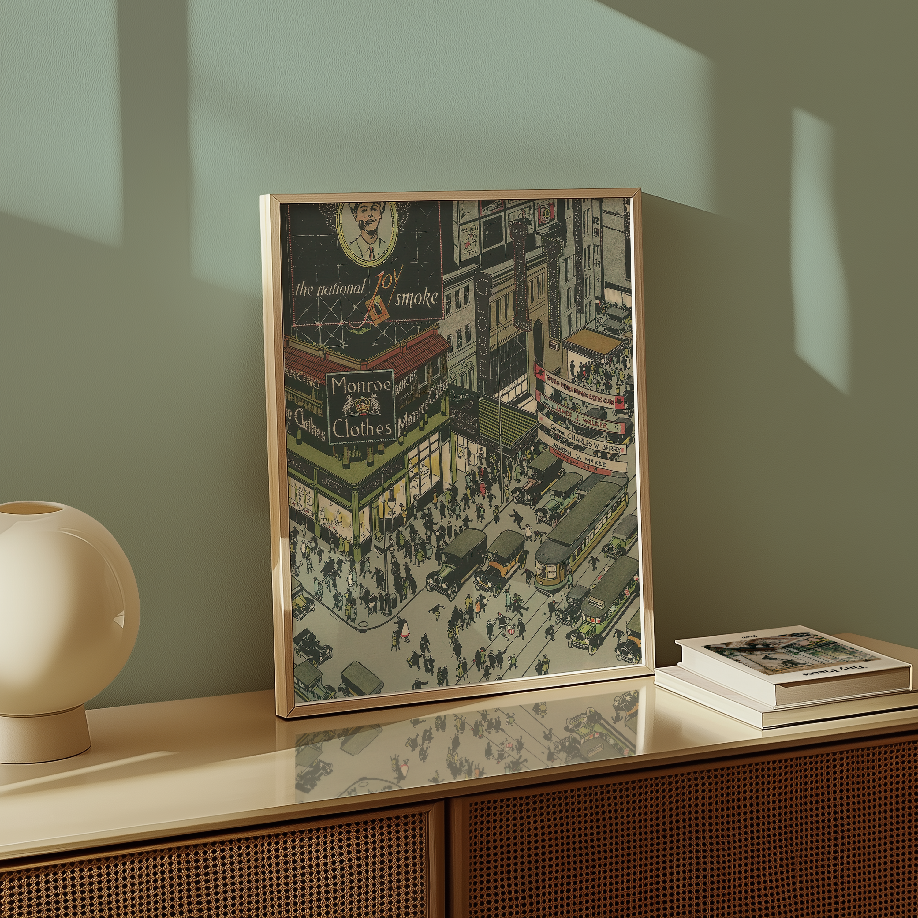Vintage NYC Art Print — 1920s Great White Way Broadway Night — New York Wall Decor