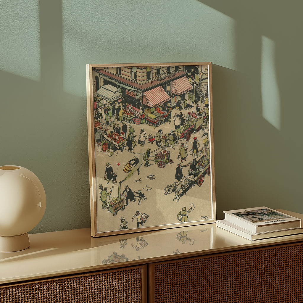 Vintage NYC Art Print — 1920s Lower East Side Market — New York Wall Decor