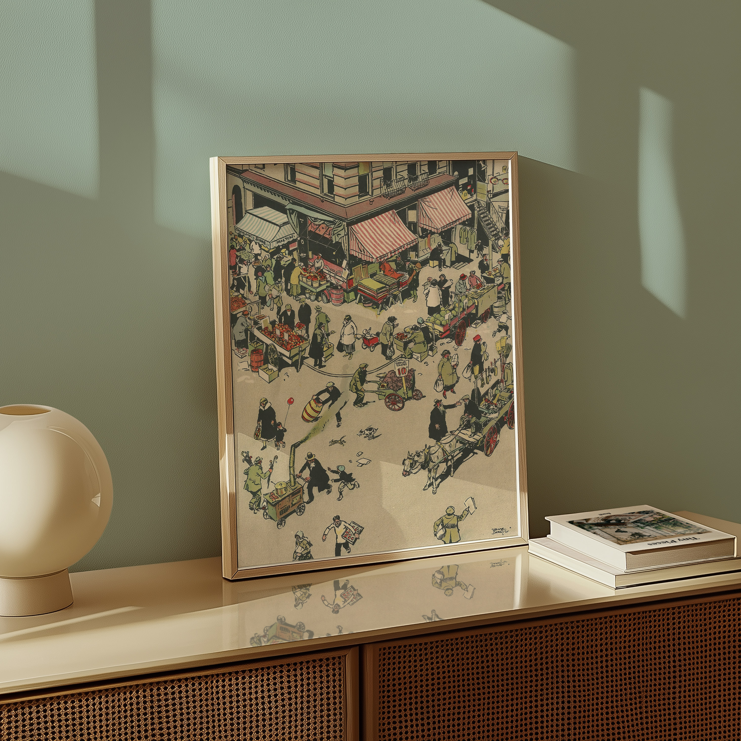 Vintage NYC Art Print — 1920s Lower East Side Market — New York Wall Decor