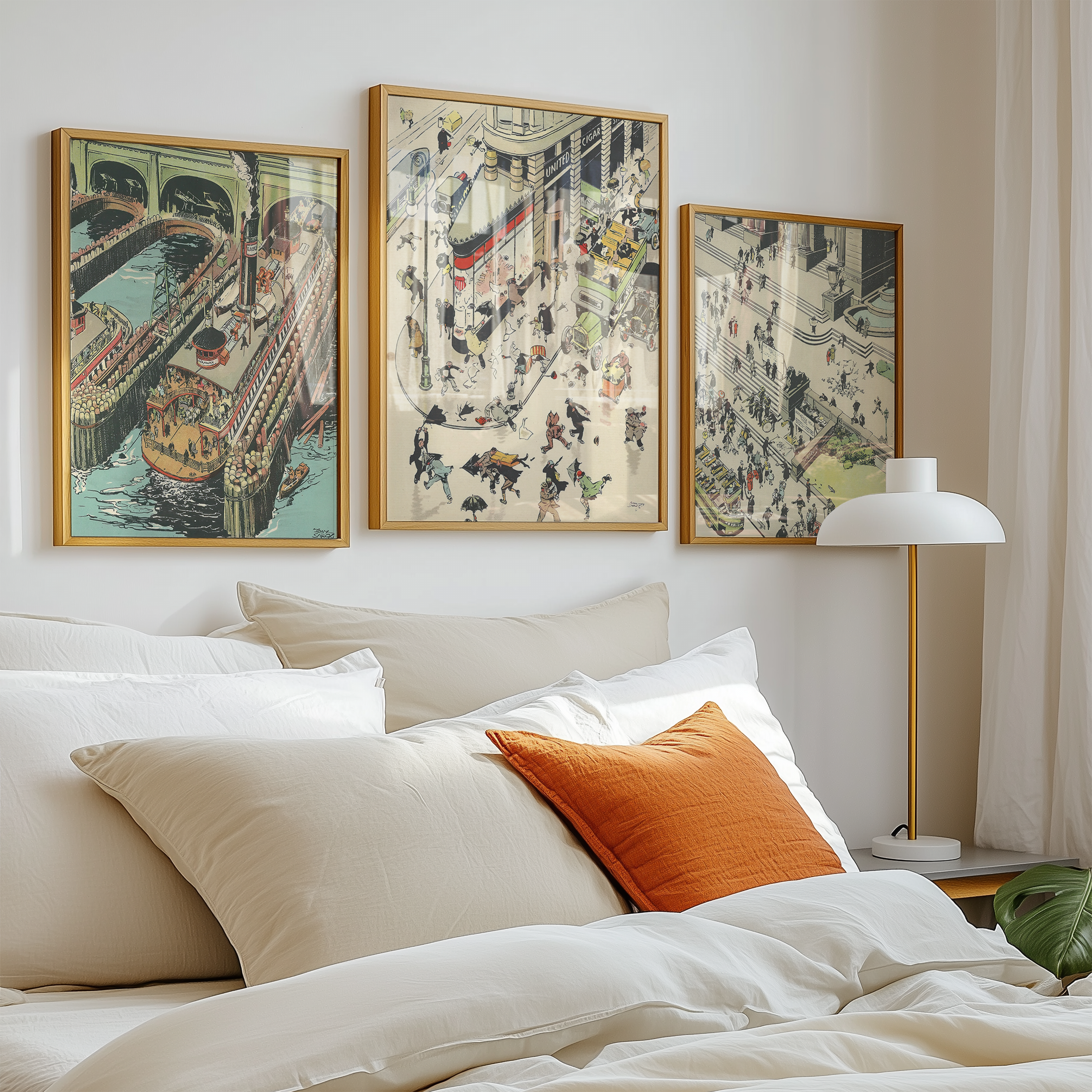 Vintage NYC Art Print — 1920s Windy Day Manhattan — New York Wall Decor