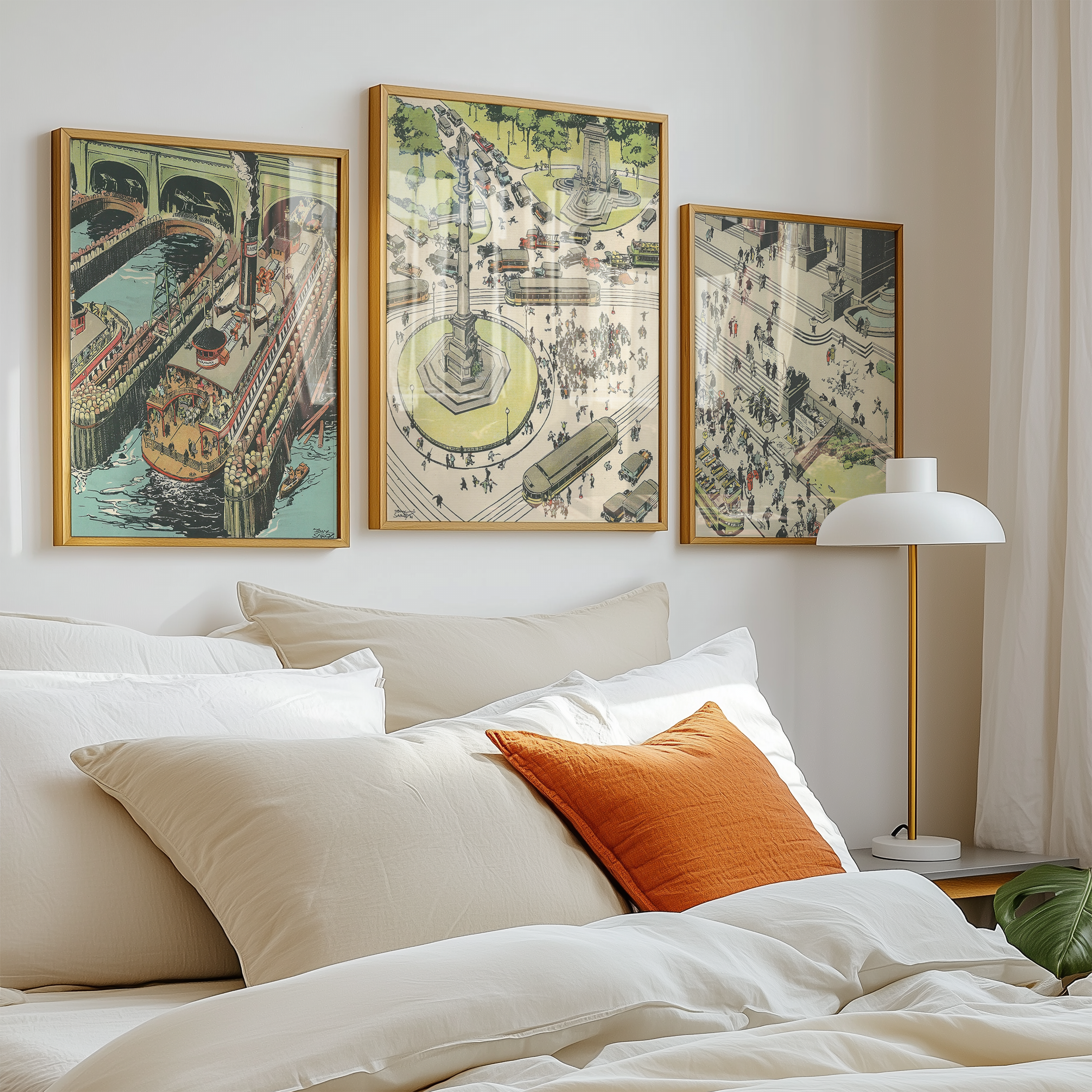 Vintage NYC Art Print — 1920s Columbus Circle — New York Wall Decor