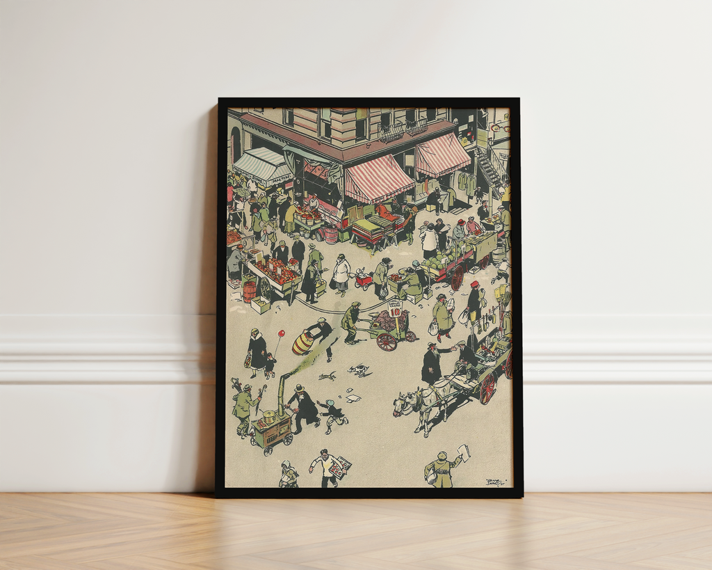Vintage NYC Art Print — 1920s Lower East Side Market — New York Wall Decor