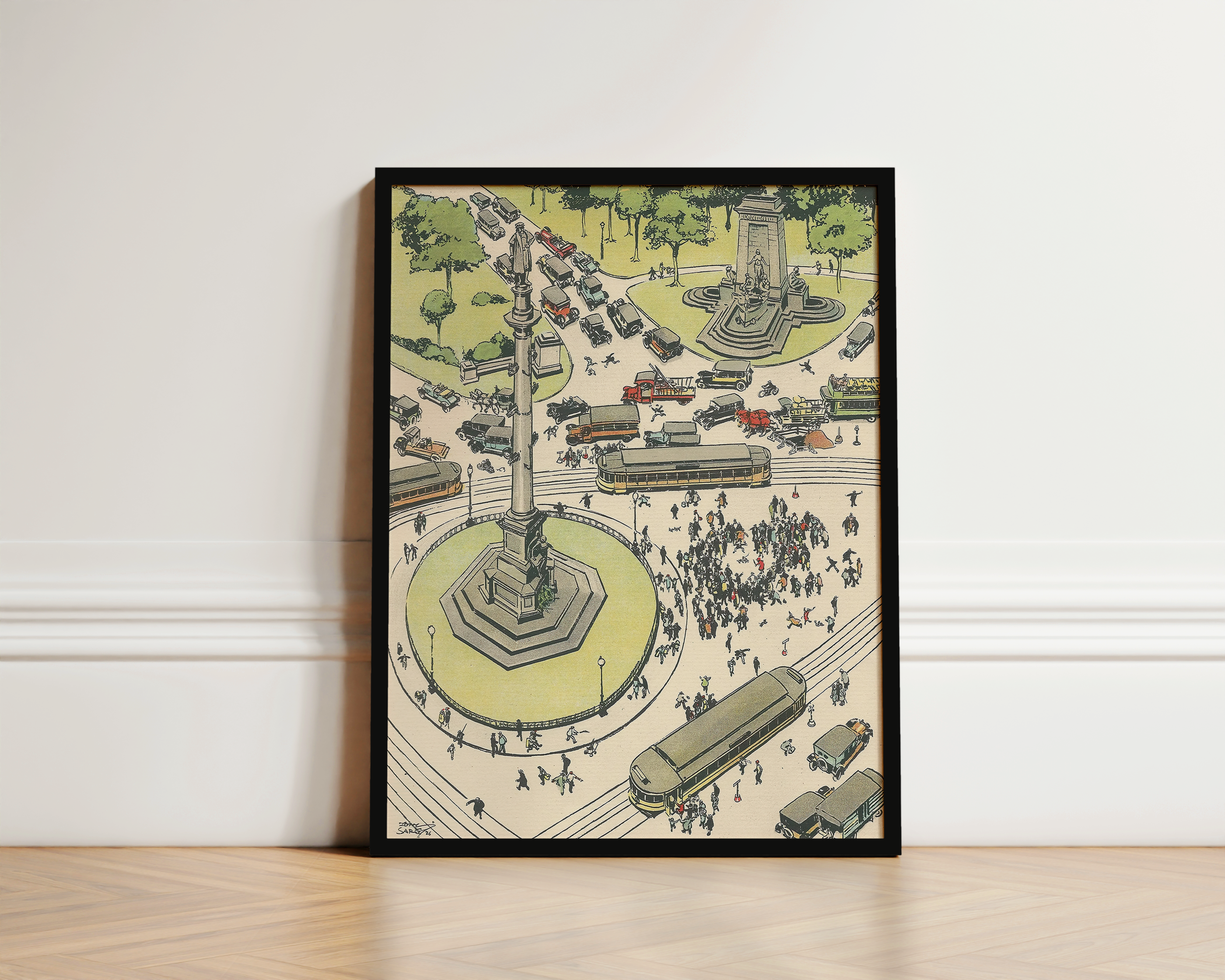 Vintage NYC Art Print — 1920s Columbus Circle — New York Wall Decor