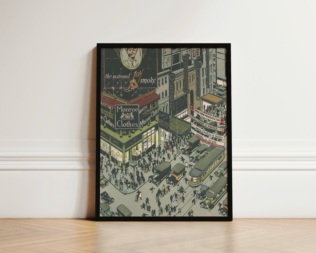 Vintage NYC Art Print — 1920s Great White Way Broadway Night — New York Wall Decor