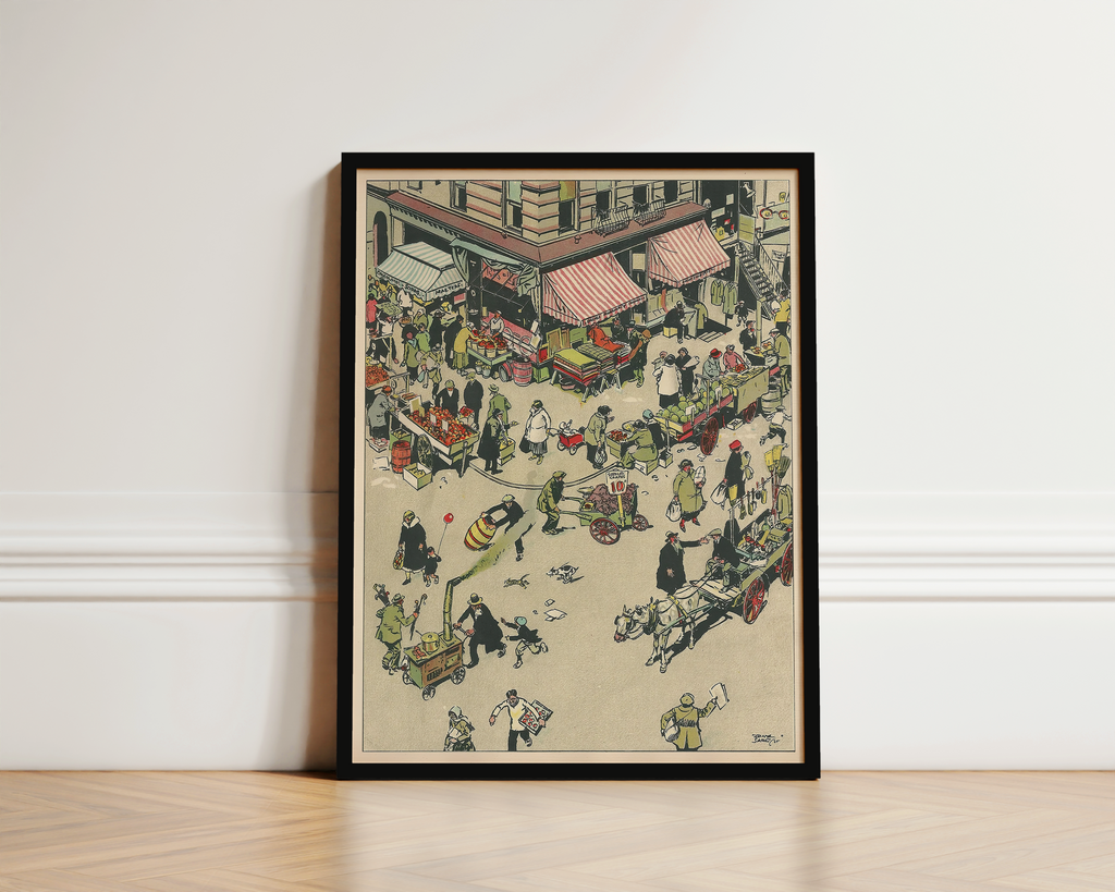 Vintage NYC Art Print — 1920s Lower East Side Market — New York Wall Decor