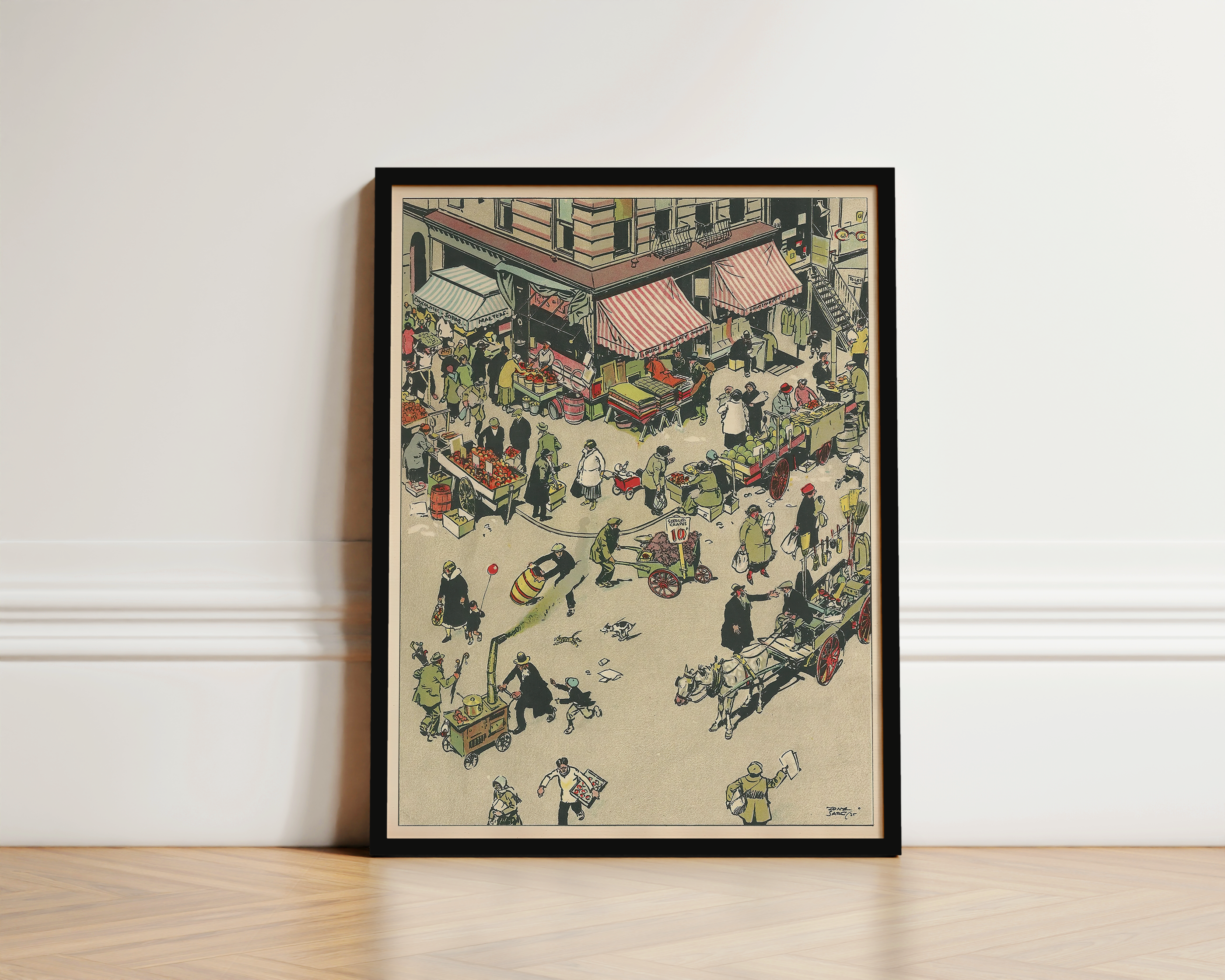 Vintage NYC Art Print — 1920s Lower East Side Market — New York Wall Decor