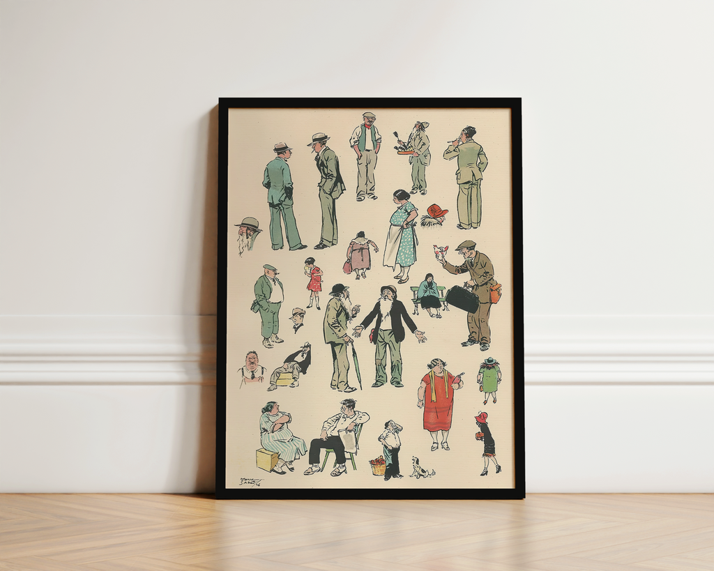 Vintage NYC Art Print — 1920s East Side Characters — New York Wall Decor