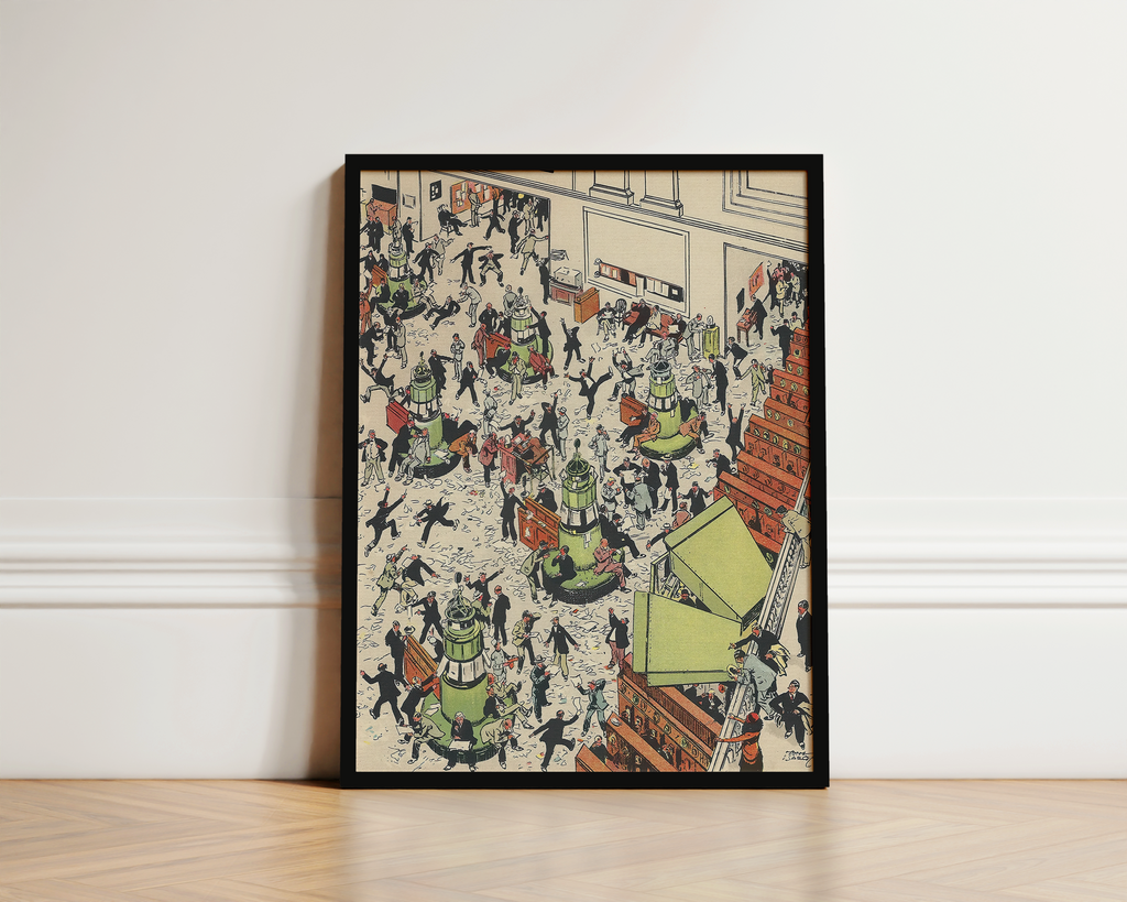 Vintage NYC Art Print — 1920s Stock Exchange Floor — New York Wall Decor