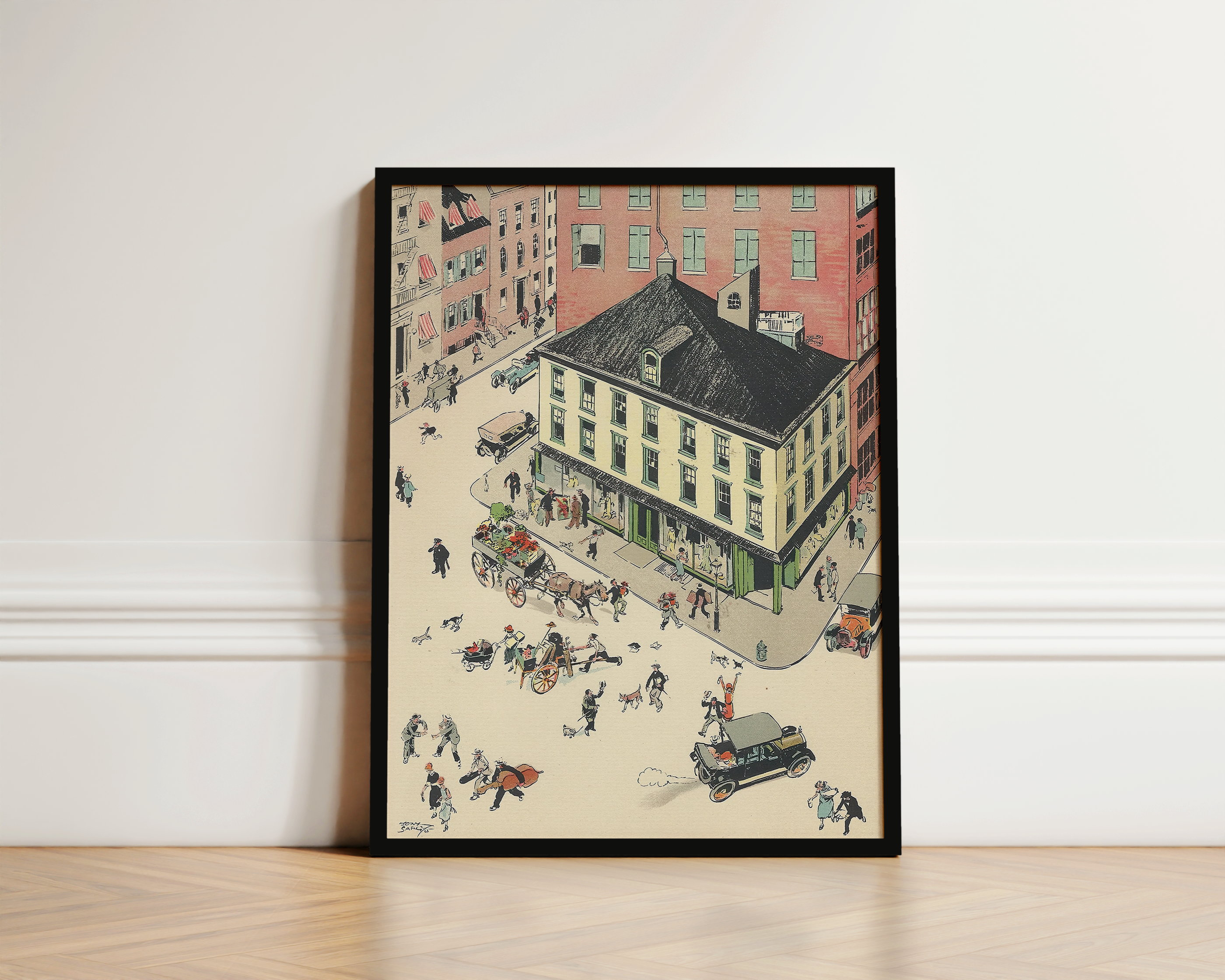 Vintage NYC Art Print — 1920s Sheridan Square Village — New York Wall Decor