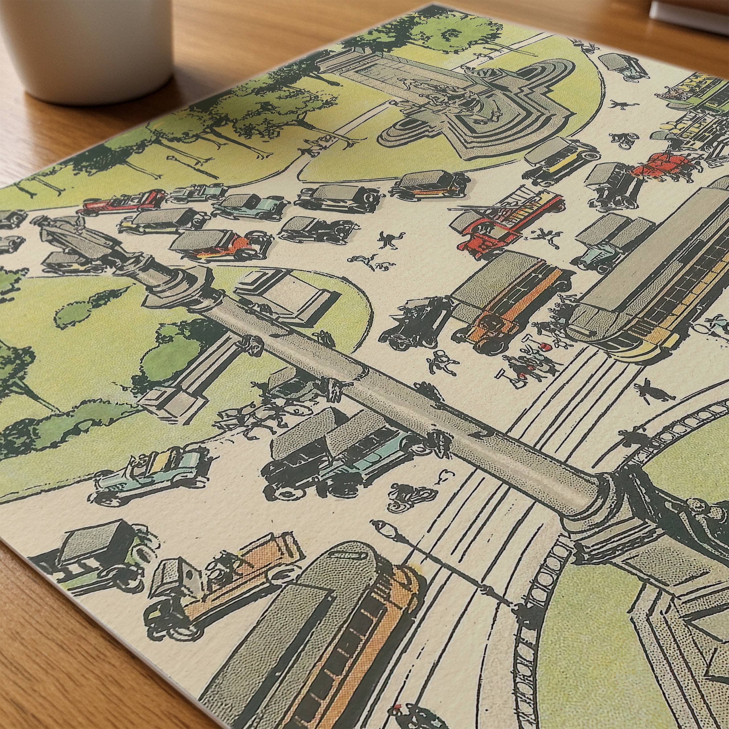 Vintage NYC Art Print — 1920s Columbus Circle — New York Wall Decor