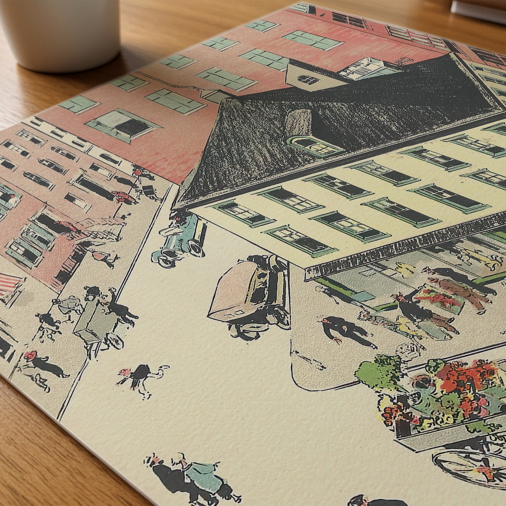 Vintage NYC Art Print — 1920s Sheridan Square Village — New York Wall Decor