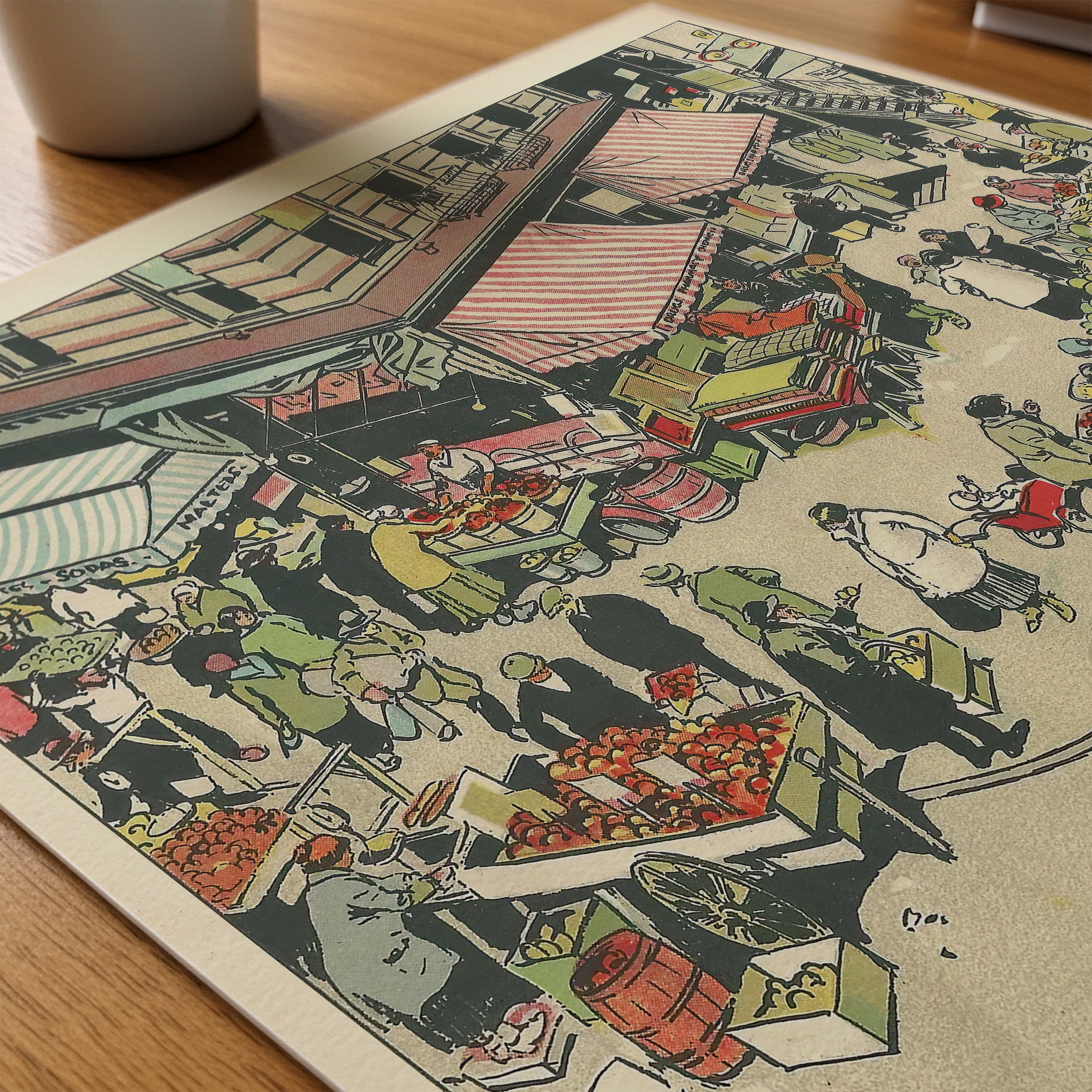 Vintage NYC Art Print — 1920s Lower East Side Market — New York Wall Decor