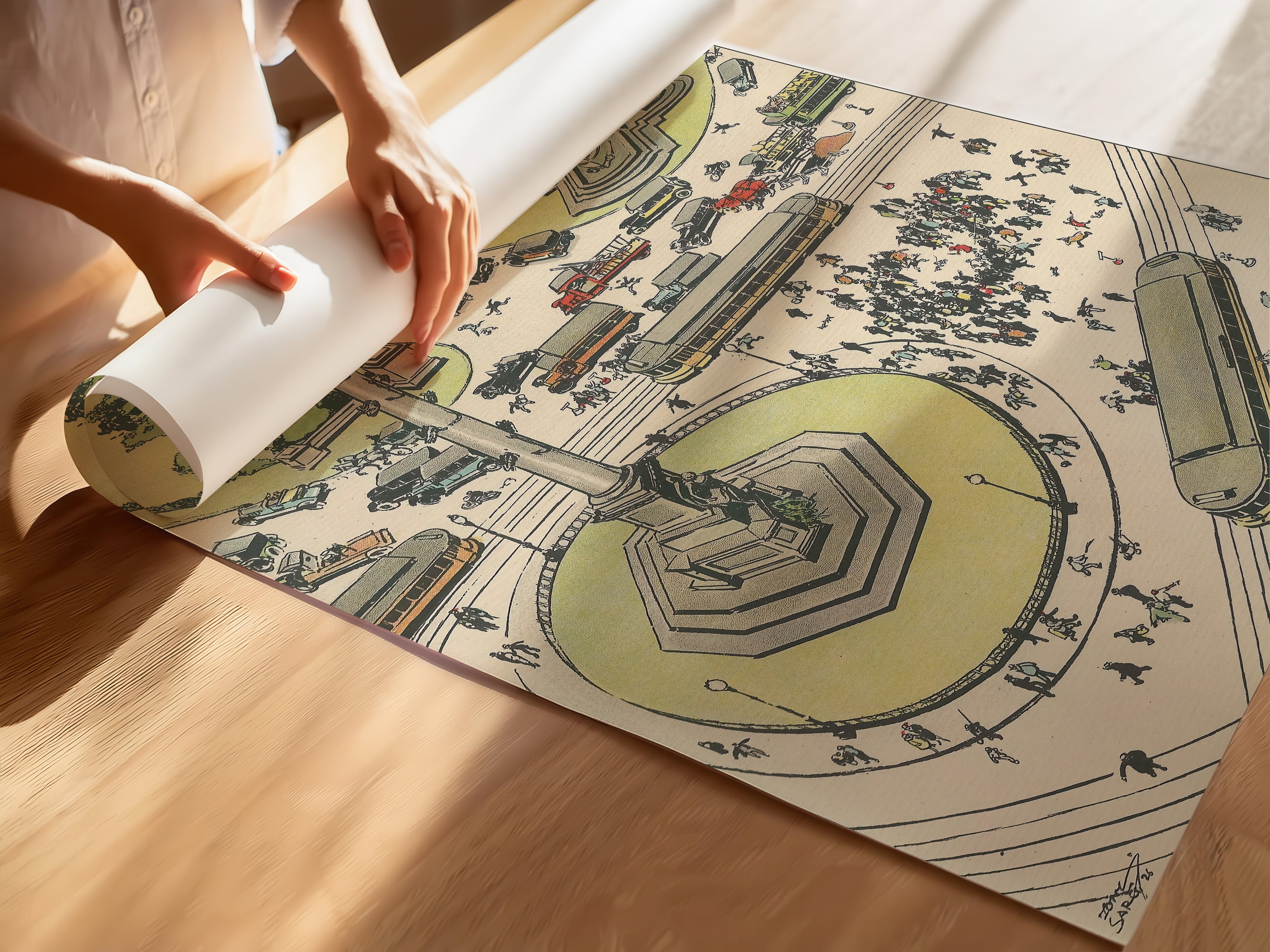 Vintage NYC Art Print — 1920s Columbus Circle — New York Wall Decor